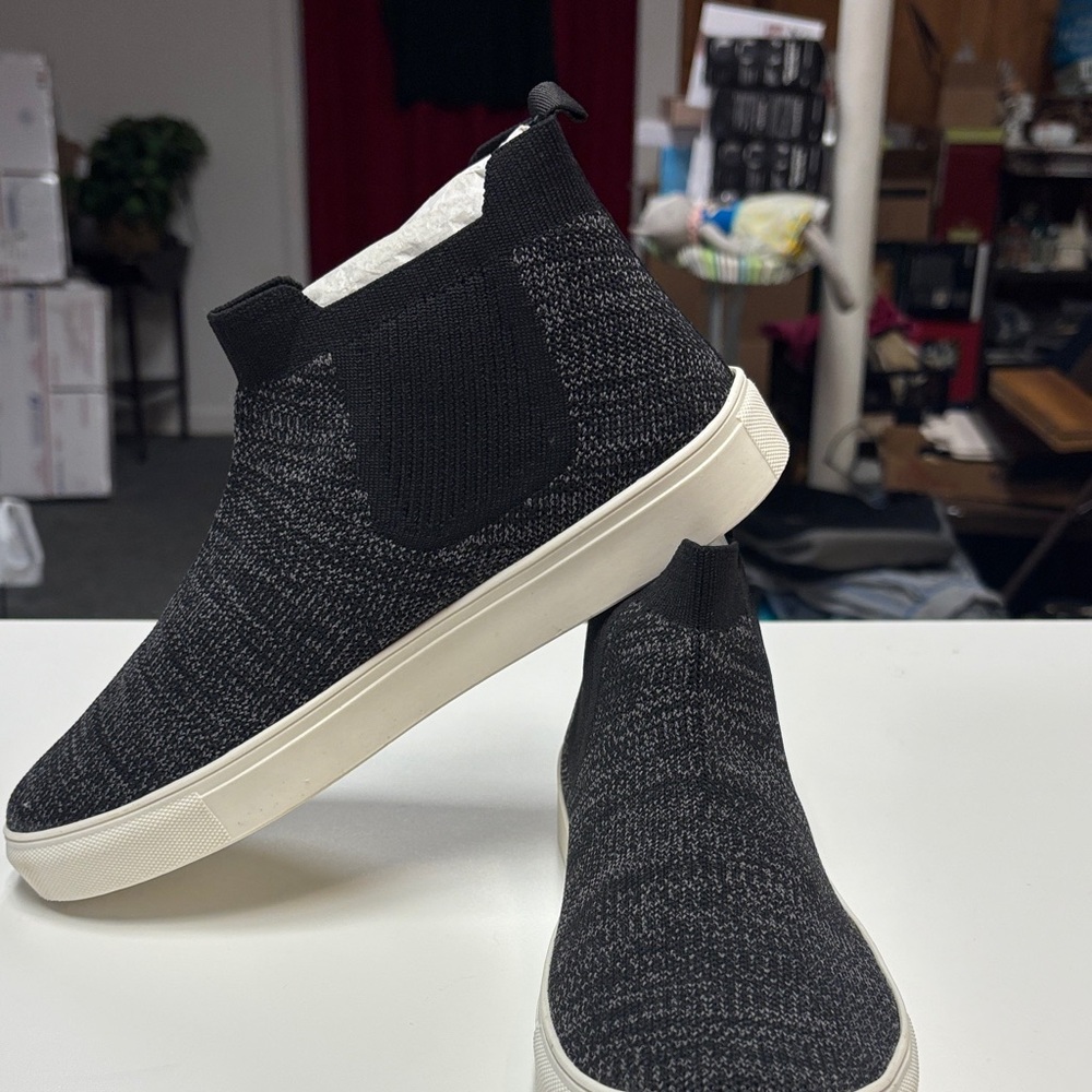 Very G Black and White Knit High-Top Sneakers